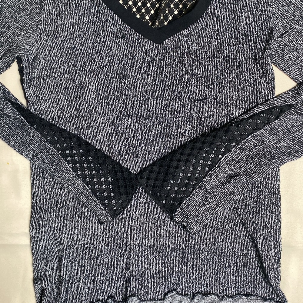 Scrapbook Black And Gray V-neck Sweater - Picture 3 of 12